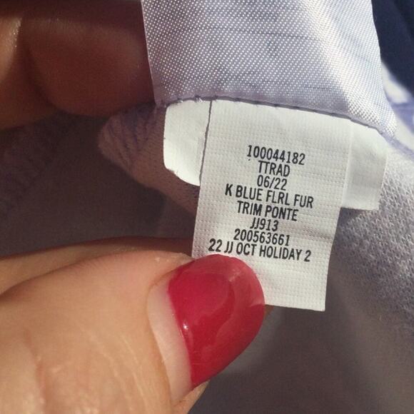 Janie and Jack Girls Dress Size 6 Blue Floral Fur Trim Ponte Rabbit Bunny Easter - Picture 9 of 9